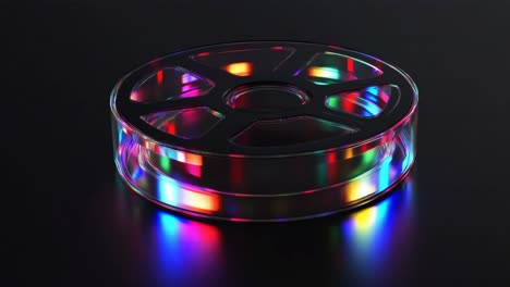glowing colorful film reel