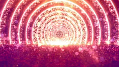 Rotating Rangoli Whit Particle Happy Diwali Holiday Events And Lighting With Bokeh Abstract Background. 4K