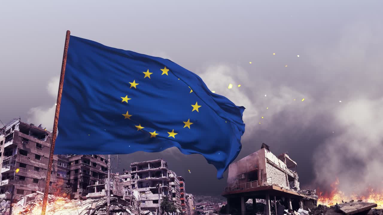 섬유 텍스처 eu 발과 전쟁 개념 (loopable)