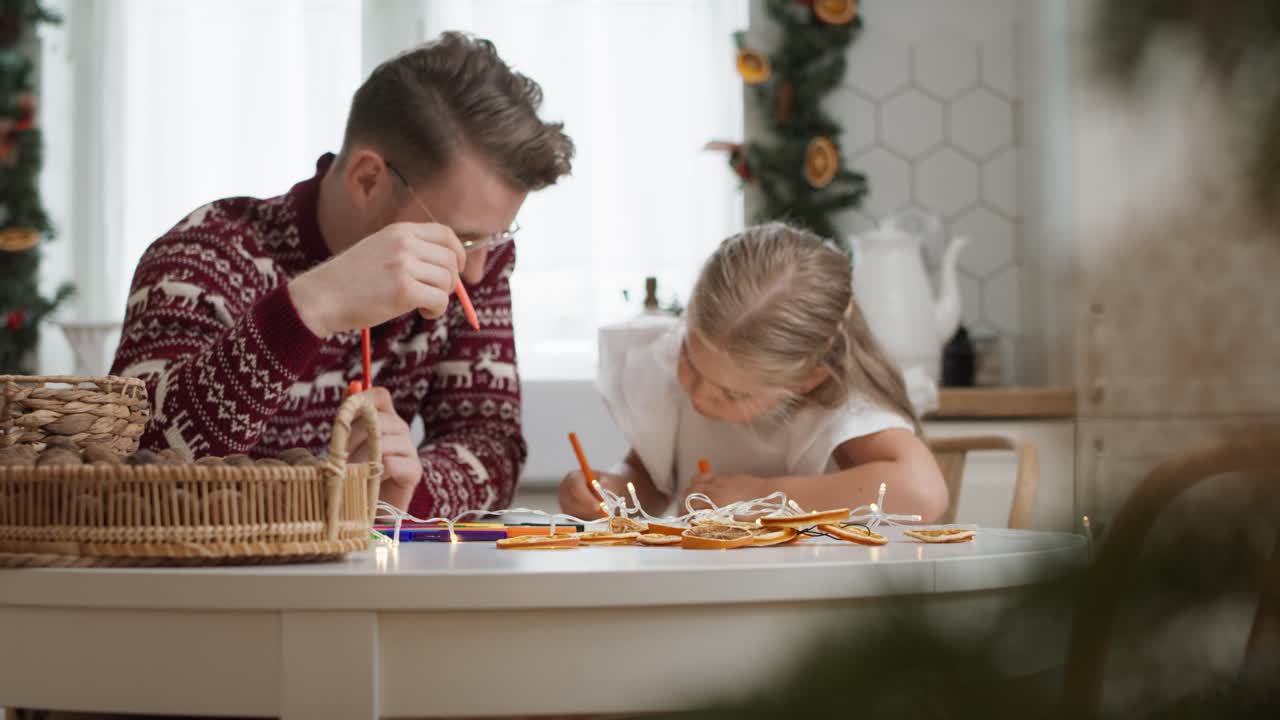Father and little girl spending Christmas together