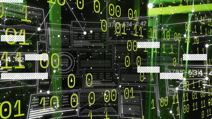 Animation of data processing over server room