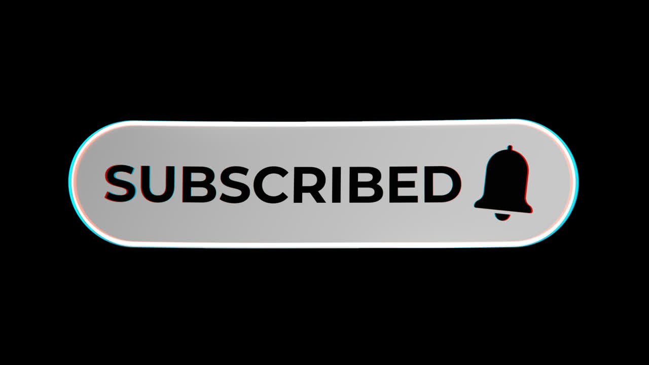 Animated Subscribed Button with Bell Icon and Glitch Effect