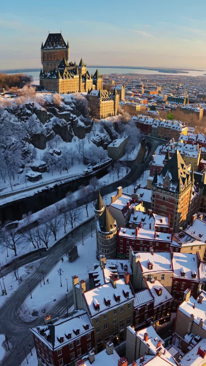 Quebec City in Winter: A Snowy Aerial View