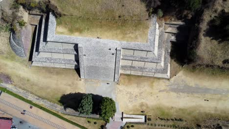 aerial shot of the ruins of the pyramid of cholula