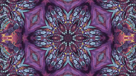 patrón de kaleidoscopio abstracto con colores rosa, púrpura, azul, amarillo y blanco. mandala mágica. fondo gráfico de movimiento multicolor 4k abstracto. animación fractal.