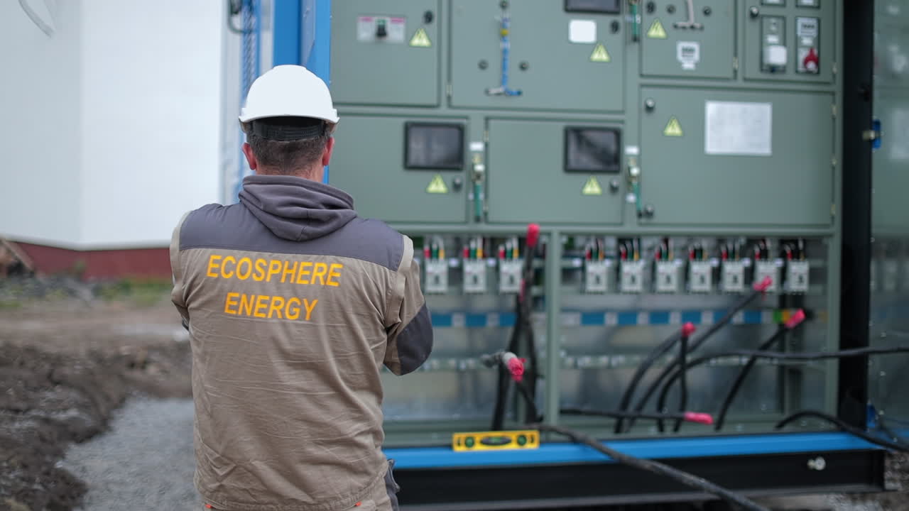 Ecosphere Energy Technician Inspecting Power Distribution Equipment