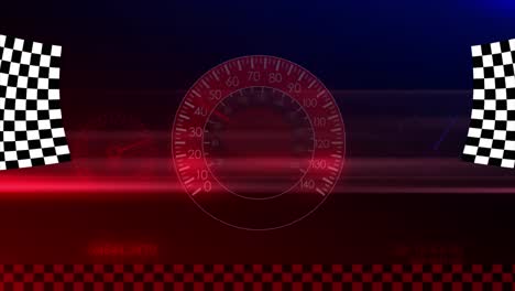 race car dashboard with checkered flag