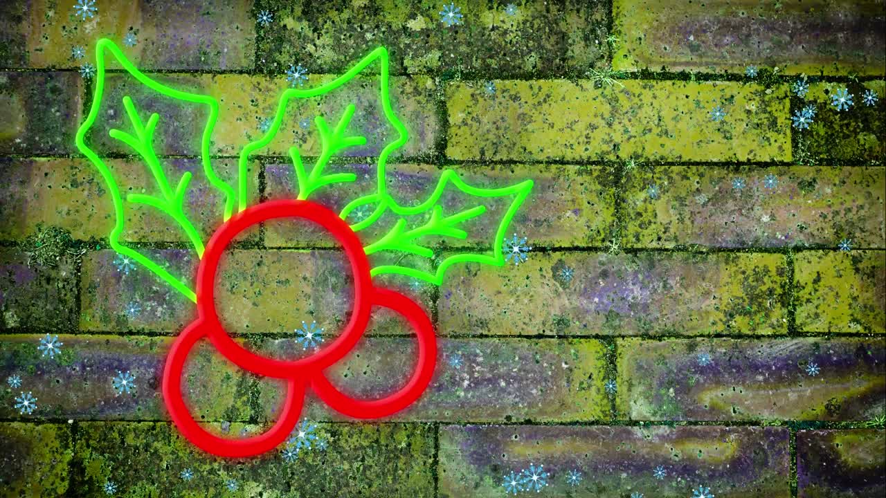 анимация рождественского неонового украшения над стеной