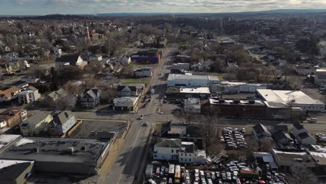 aerial view of syracuse main street businesses