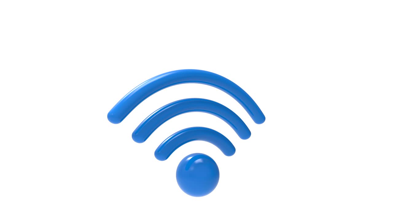 signo wifi azul girar y caer aislado en fondo blanco