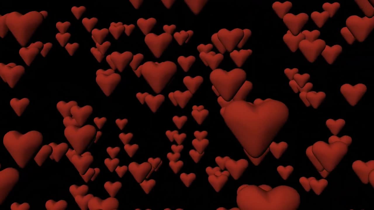 Cuori 3D che cadono.