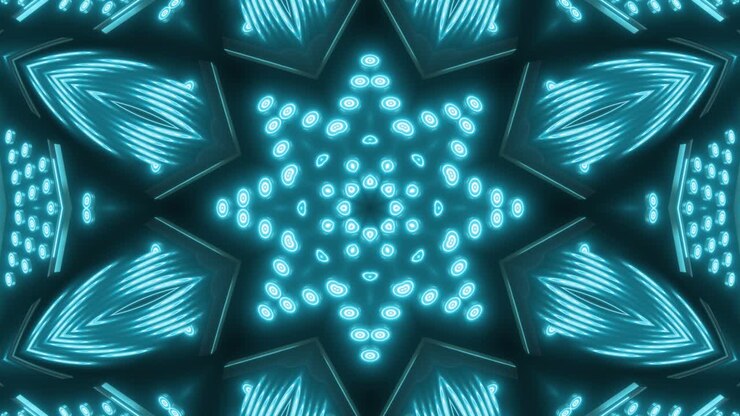 Abstract Glowing Neon Cyan Geometric Pattern