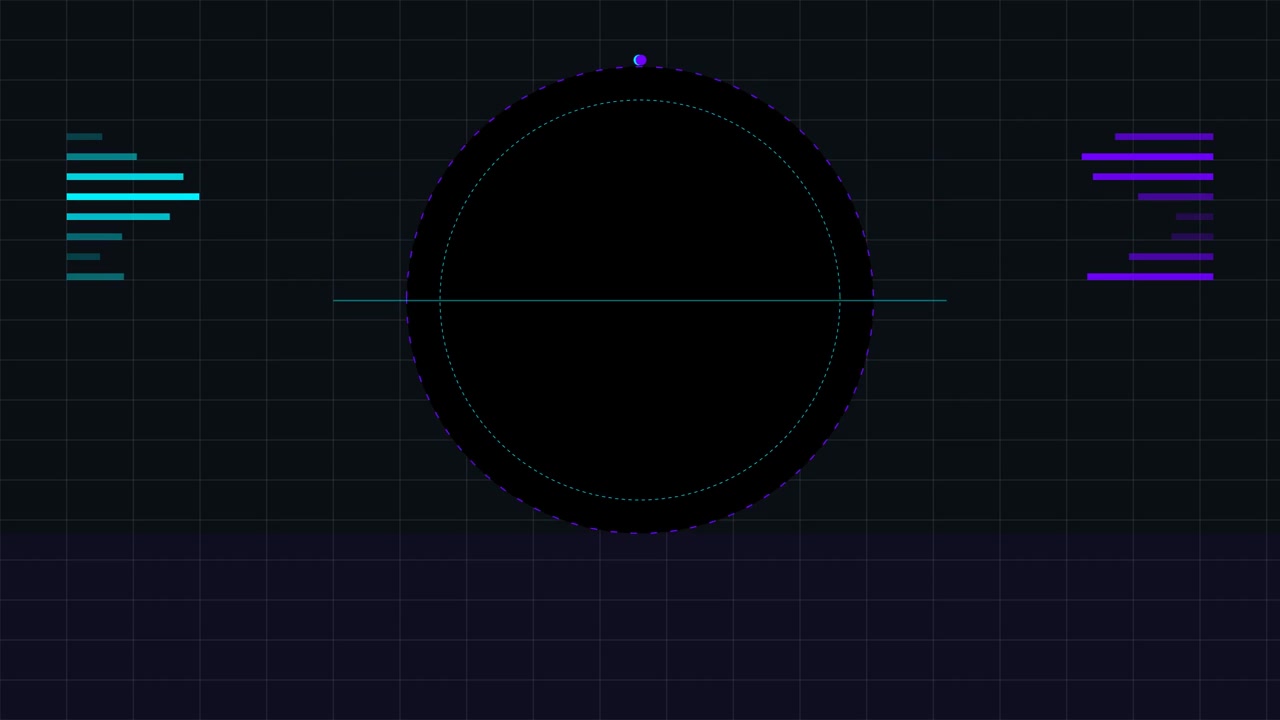 Abstract Digital Interface with Pulsing Circular Data Visualization