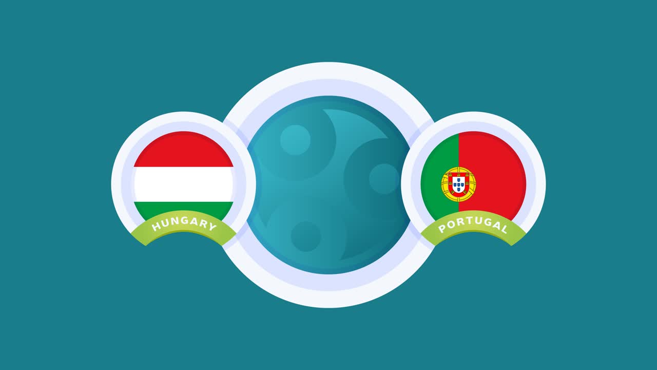 가리 vs 포르투갈 경기 축구 비디오 애니메이션 축구 2020 챔피언십 경기 폴에 국가 발 대 팀 인트로 스포츠 배경, 경쟁 4k 애니메이션