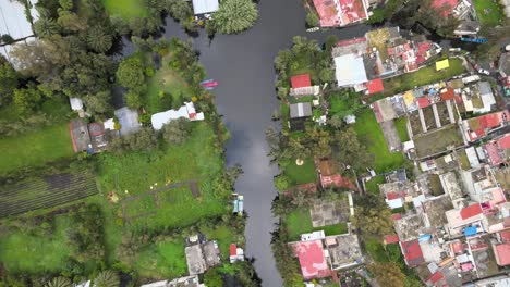 jib down above canal in xochimilco, mexico city