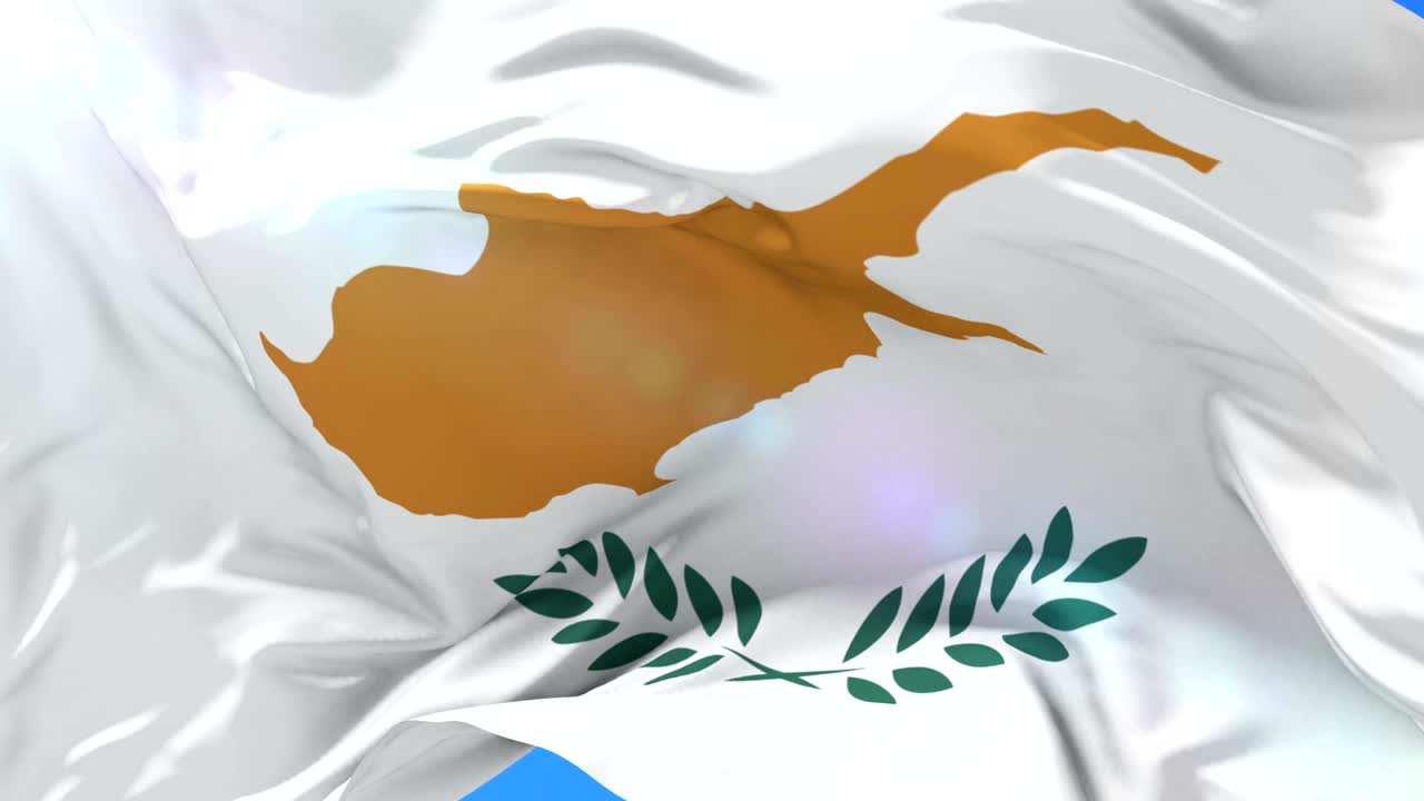 bandera chipriota agitando el viento con el cielo azul, bucle