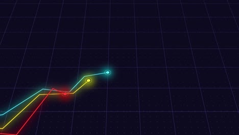 animación del crecimiento financiero de los gráficos datos de acciones fondo tecnológico 4k