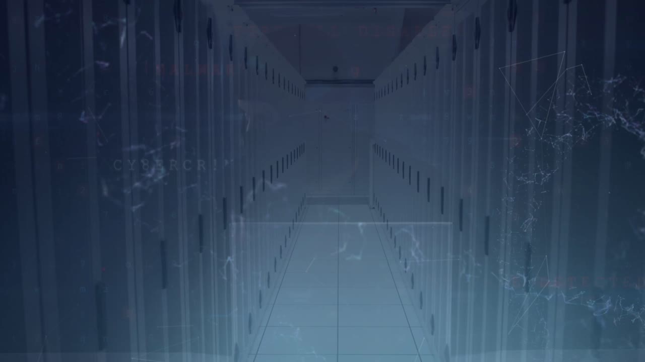 공허한 컴퓨터 서버 에서 사이버 보안 데이터 처리의 애니메이션