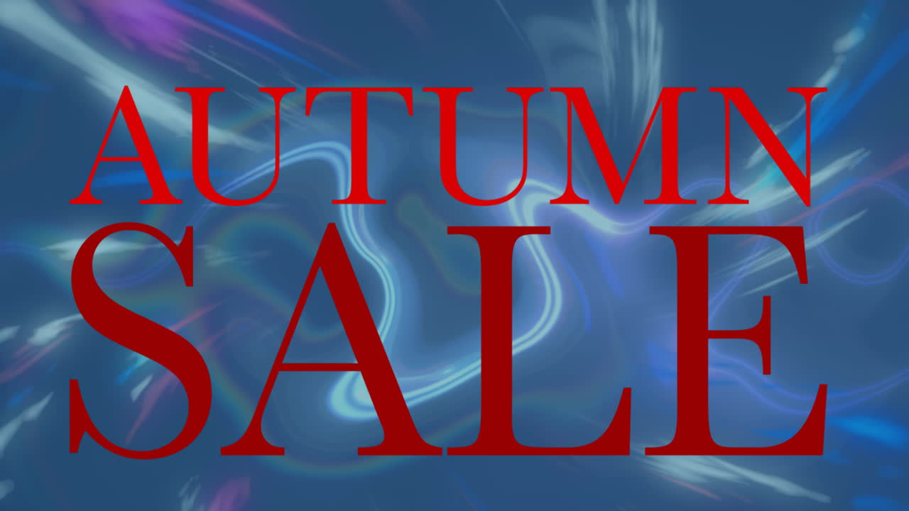 액체 배경 위에 빨간 글자로 가을 판매 텍스트의 애니메이션