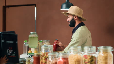 vendor preparing groceries order