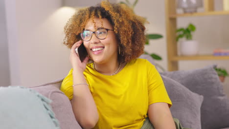 phone call, home and a woman talking