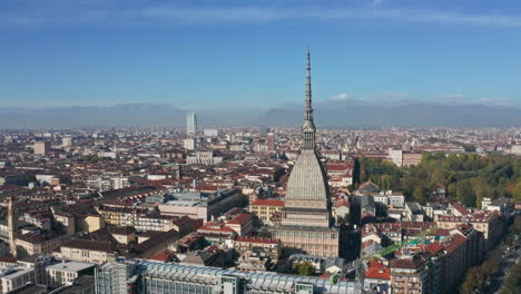 Aerial-footage-turning-around-Mole-Antonelliana-Turin-Italy