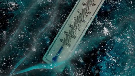 frozen thermometer in ice