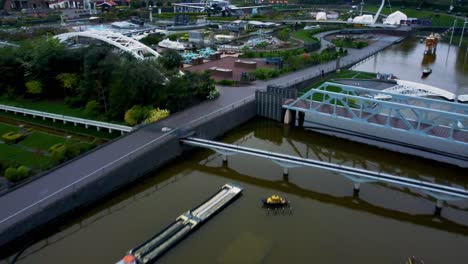 miniature dutch city buildings grand reveal, drone