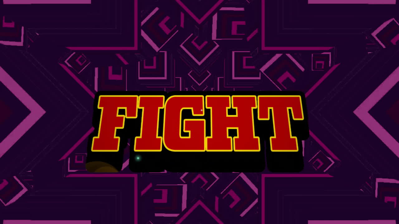Animation of fight text over shapes moving