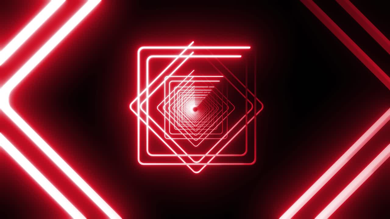 túnel cuadrado de neón rojo