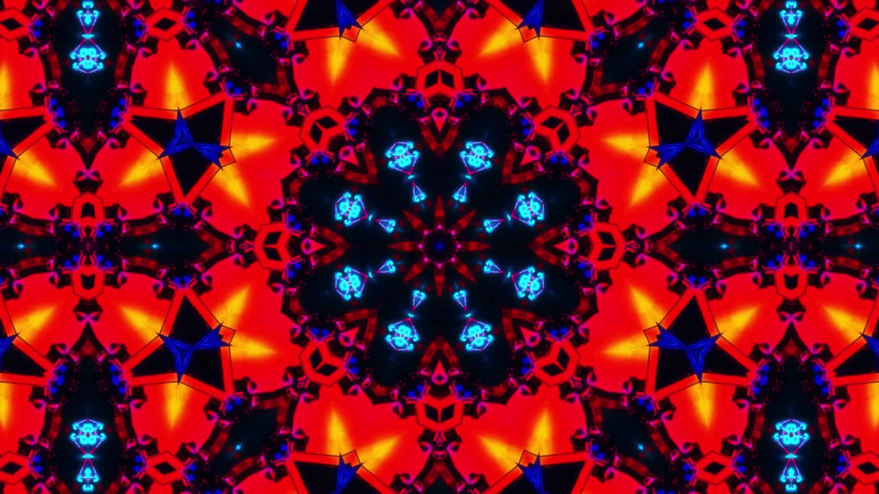 밝은 색상으로 네오 프랙탈 칼레도스코프, 추상적인 모션 그래픽 배경, 원활한 루프 추상적인 3d 애니메이션