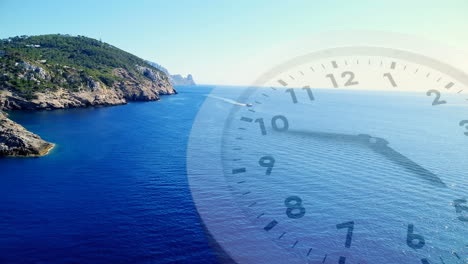 ocean scenery with a clock