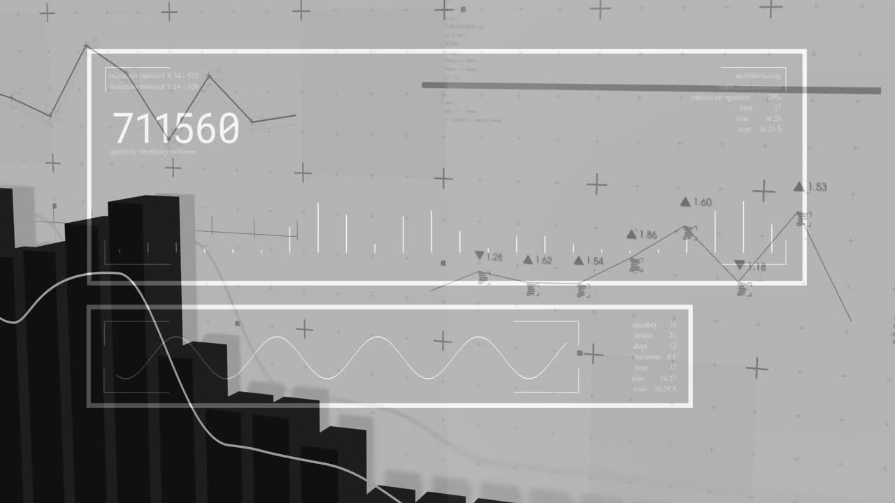 gráficos de datos financieros y gráficos de animación sobre gráficos de barras y datos numéricos