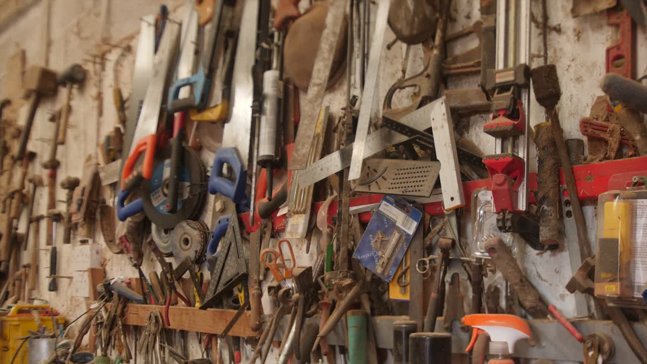 Carpenter's wall of various tools