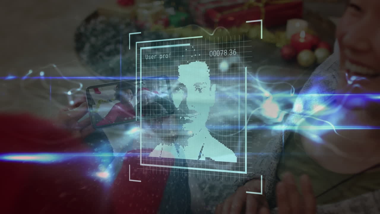 animación de los usuarios de las redes sociales y ondas sobre una mujer asiática haciendo una videollamada en un teléfono inteligente