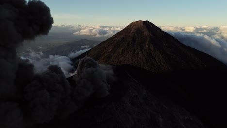 eruption of fuego volcano in guatemala, aerial view
