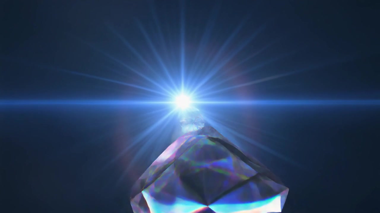 Cristalli geometrici fluttuanti con effetto lens flare