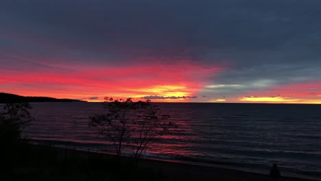 sunrise on lake superior, minnesota