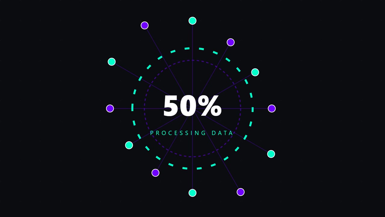 Animazione di caricamento percentuale dell'elaborazione dati digitale