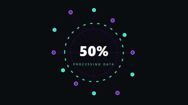 Animazione di caricamento percentuale dell'elaborazione dati digitale