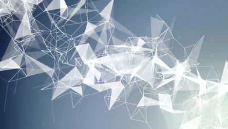 white shiny abstract polygonal glowing lines geometrical refraction abstract polygonal geometrical with connected polygons plexus points, dots, lines, triangles seamless loop animation