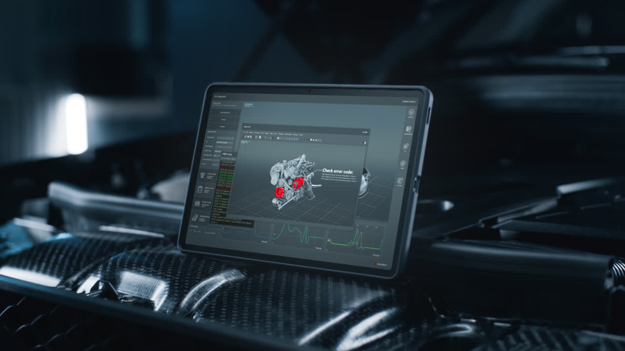 Advanced Car Diagnostics and Repair Using Tablet with 3D Models