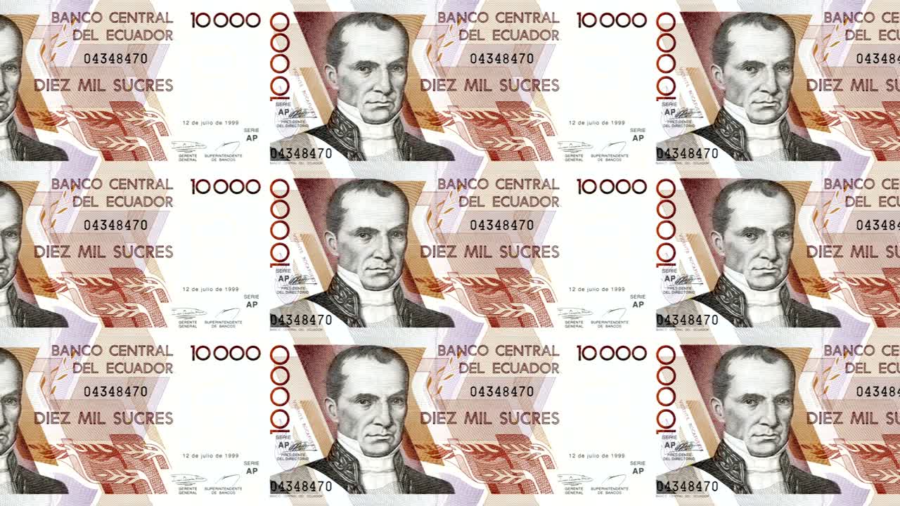 billetes de diez mil sucre ecuatoriano de ecuador enrollado, dinero en efectivo, bucle