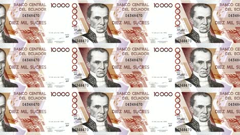 banknotes of ten thousand ecuadorian sucre of ecuador rolling, cash money, loop