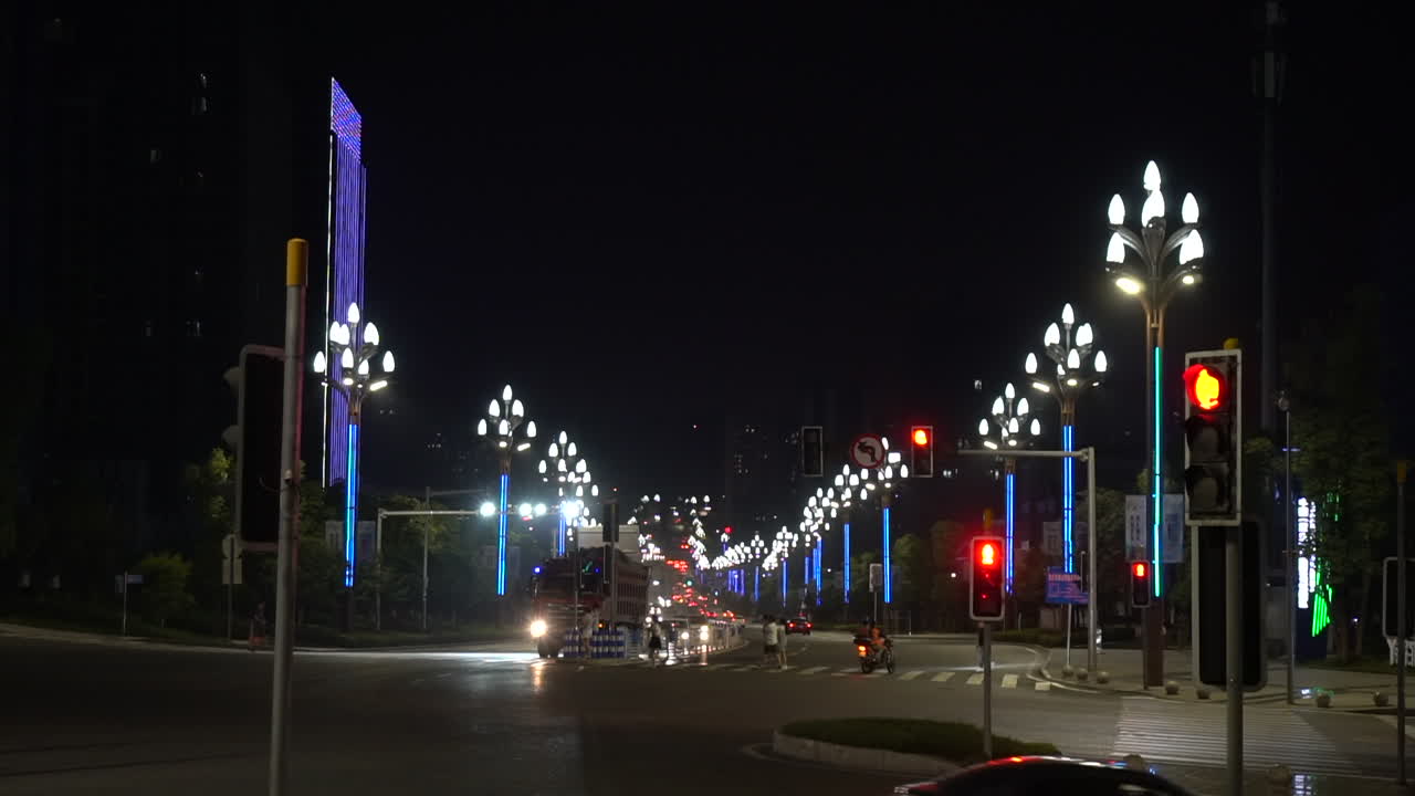 Night Traffic Scene in a Modern City