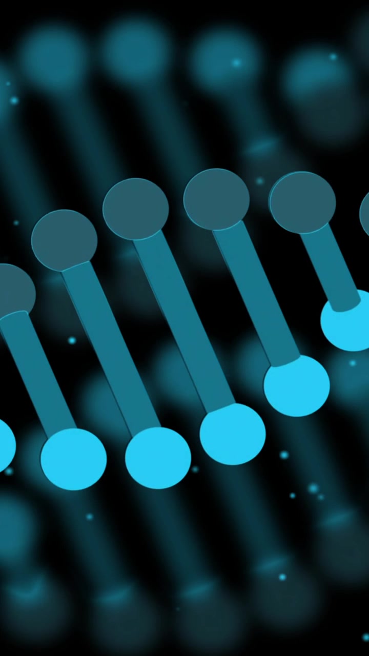 Animation of dna strand and data processing over black background