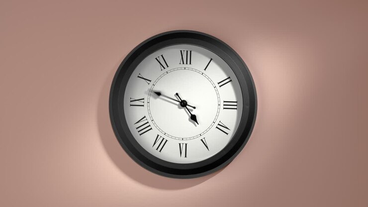 Latin Clock Face on Cream Beige Wall