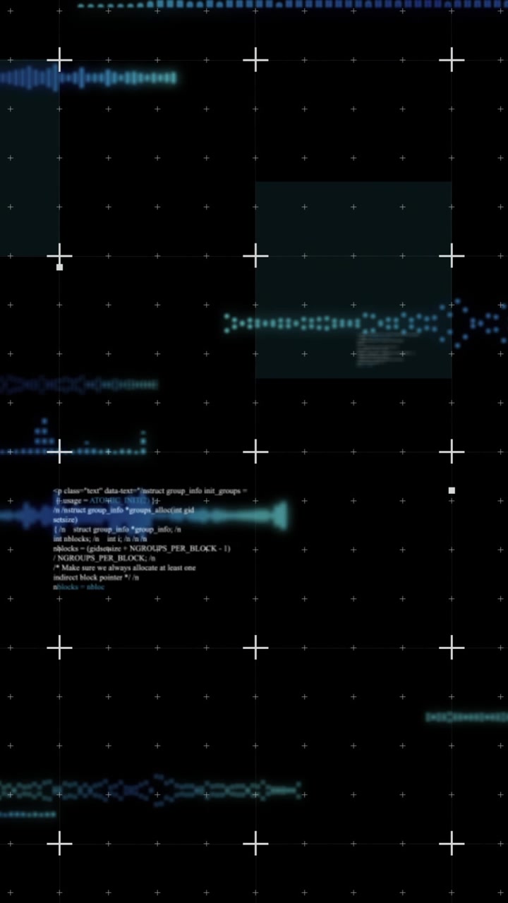 Animation of data processing on black background