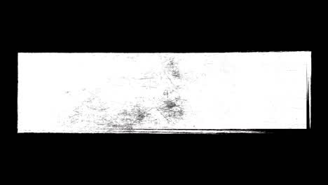 abstract grunge dirty monochrome rectangular shape on black background. scratched damaged dynamic element in trendy vintage stop motion style. seamless loop animation for design banner, stamp.