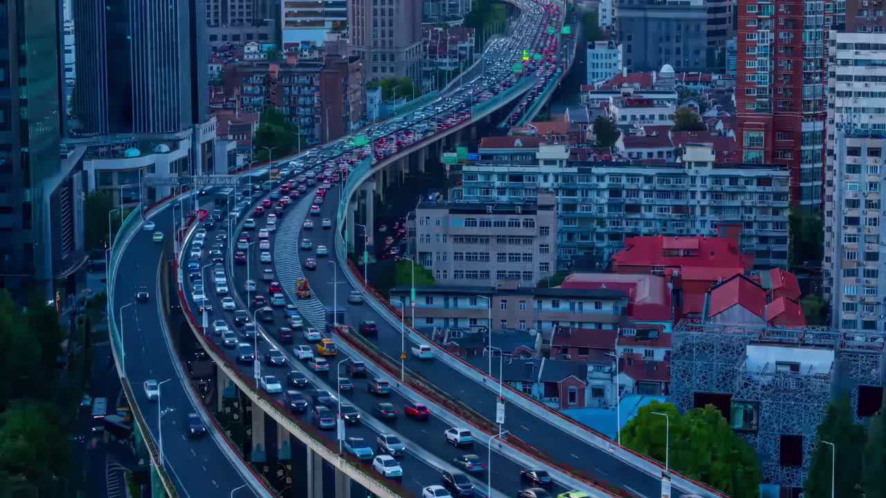 Busy Elevated Highway Traffic in a Modern City